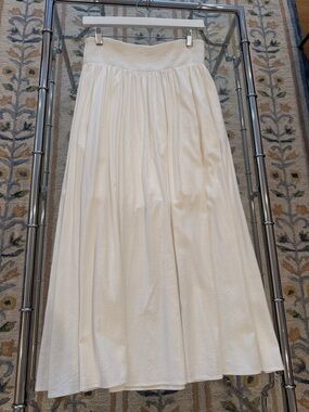 OGL European Linen Smocked Waist Skirt with Pockets